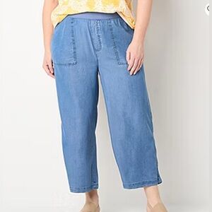 NWT John's Bay Womens High Rise Plus Capri Pants size 0X Med Wash